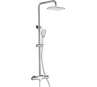 Shower, 25 × 19 cm Rainfall Shower Head and 2 Functions Hand Shower Exposed Shower Column Easy Installation,Chrome (Chrom(Matte Black)