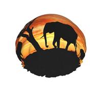 Shower African Elephant 1 Print Cap For Women Reusable Waterproof, Double Layered Shower Hair Cap With Elastic Strap,One Size