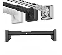Shower ain Rod No Drill Rustproof & Non-Slip 260-350CM Extendable Clamp Rod for Bathroom Window & Closet (Black)