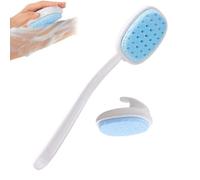 Shower Back Scrubber Detachable Long Handle Silicone Bristles Anti-Slip