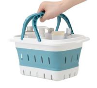 Shower Basket - 11.02x7.87x5.91 Inches Bathroom Foldable Toiletries Basket With Handle | Portable Thermoplastic Rubber Shower Organizer For Gym Home Dorm College Apartment RV Camping