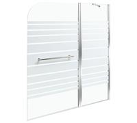 Minimalist Shower Bath Screen with Doors Tempered Glass 140 x 120 cm Silver Tuapi