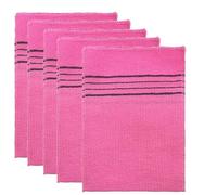 Shower Bath Scrub Glove 5Pcs Exfoliating Body Scrubs Towels Wash Cloth Portable For Adults Coarse Grain Brush for Shower, Spa, Massage(Pink)