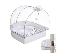 Shower Bathtub Bowl - 16x16x20cm ABS birdBath, Transparent Splashproof Design, Window Hook with Removable Feeder | Cage Bath for Cockatiel, Conure, Canary, Hummingbird, Indoor birdBath