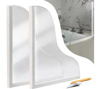 Shower Bathtub Guard - 11.2x9.5in Acrylic Silicone Barrier, 2pcs Water Splash Protection | Perfect for Bathroom Kitchen Floor Mop Sink, Water Containment, Home Cleaning, Easy Adhesive Fixing