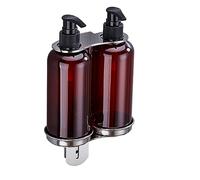 Shower Bottle Holder Wall-mounted Soap Bottle Holder for Double 300ML Dispenser Shampoo Stainless Steel Rack Silver