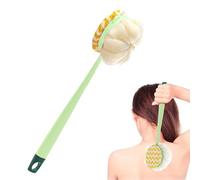 Shower Brush Scrubber - 2 in 1 Long Handle Loofah | Double Sided Soft and Textured Bristle for Full Body Cleaning, Arm Leg Scrub, Bathroom Hygiene Tool for Men Women Seniors