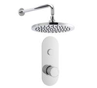 Shower Bundle Concealed Round Push 1 Button Valve, Arm & Head Kit - Chrome Balte
