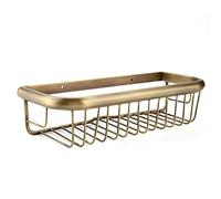 Shower Caddy Basket, 30cm Long, Solid Copper, Anti-Scratch, Wall Mount, Shower Basket Bathroom Shower Shelf Toiletries Organizer Rustproof, Retro, for Bathroom and Kitchen