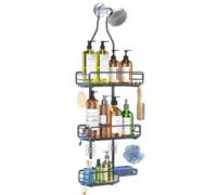 Shower Caddy Hanging Bathroom Organizer: Over Head Adjustable Rack for Tall Showerhead - Extra Large Storage Shelf for Big Shampoo Bottles with Soap Holder