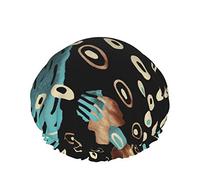 Shower Cap,Abstract Blue And Yellow Spots And Circles Hand Drawn Double Waterproof Bathing Cap,Elastic Reusable Shower Cap,Bath Caps Nightcap