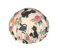 Shower Cap, Cat Reusable Bath Shower Caps For Women Long Hair, Double Layer Waterproof Bathing Shower Hat Hair Protector For Kids Girls Women, 1 Pack
