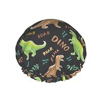 Shower Cap,Dinosaurs Roar Reusable Bath Shower Caps For Women Long Hair,Double Layer Waterproof Bathing Shower Hat Hair Protector For Kids Girls Women,1 Pack