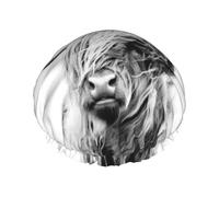 Shower Cap,Double Waterproof Bathing Cap,Elastic Reusable Shower Cap,Bath Caps Nightcap,Portrait Of A Highland Cow