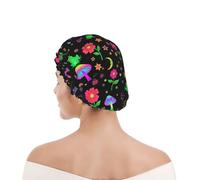 Shower Cap For Women Beautiful Magical Flowers Goth Moon Mushrooms Frogs