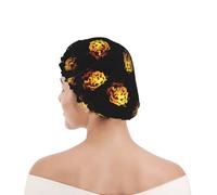 Shower Cap For Women Burning Fire Flame On Black Bath Cap for Long Hair