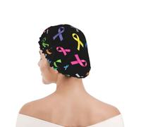Shower Cap For Women Cancer Awareness Ribbon Bath Caps for Bathing