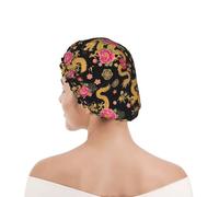 Shower Cap For Women Chinese Peonies Flroal Traditional Dragon Bath Hair