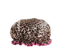 Shower Cap for Women Elastic and Reusable Environmental Protection Hair Bath Caps Double Waterproof Layers Bathing Hat Women Shower Cap(Leopard Print)