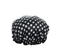 Shower Cap For Women, Elastic And Reusable, Protection Hair Bath Caps,Double Layers Bathing Hat(Big Black Spot)