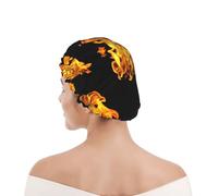 Shower Cap For Women Flame Fire Bath Hair Cap for All Hairstyles