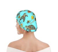 Shower Cap For Women Mint Grenn Teal Sea Turtles Bath Cap for Spa