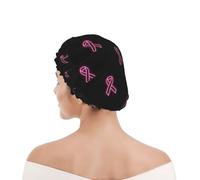 Shower Cap For Women Neon Pink Ribbon Breast Cancer Awareness Bath Cap for