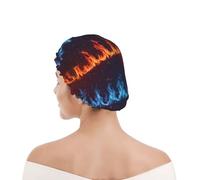 Shower Cap For Women Red Blue Fire Flame Bath Caps for All Hairstyles