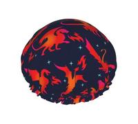 Shower Cap For Women Red Fire Dragon Bath Caps for Bathing