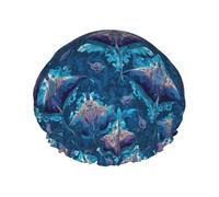 Shower Cap For Women Retro Blue Ray Hair Cap for Long Hair | Lightweight Shower Caps Reusable Bath Hair Cap for Spa Men