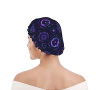 Shower Cap For Women Sacred Geometric Symbols Sun Moon Trippy Purple Bath