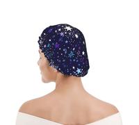 Shower Cap For Women Space Galaxy Constellation Zodiac Star Purple Blue | Bath Caps for Men Double-layered Shower Bonnet Lightweight Bath Hair Cap for Long Hair Salon