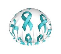 Shower Cap For Women Teal Ribbon Hair Cap for Spa