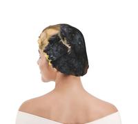 Shower Cap For Women UK & Men Reusable Waterproof with Elastic Band Printed Affenpinscher Family Puppies Black Dogs Monkey