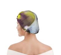 Shower Cap For Women UK & Men Reusable Waterproof with Elastic Band Printed Alaskan Malamute Bokeh Pets Dogs Cute