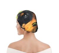 Shower Cap For Women UK & Men Reusable Waterproof with Elastic Band Printed Animal Animal Cute Dog Puppy Rottweiler