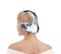 Shower Cap For Women UK & Men Reusable Waterproof with Elastic Band Printed Australian Shepherd Snow Winter Beautiful Dogs