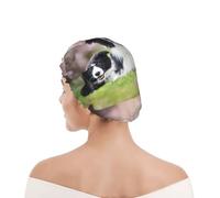 Shower Cap For Women UK & Men Reusable Waterproof with Elastic Band Printed Border Collie Family