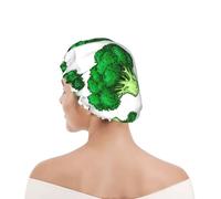 Shower Cap For Women UK & Men Reusable Waterproof with Elastic Band Printed Broccoli