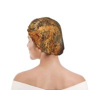 Shower Cap For Women UK & Men Reusable Waterproof with Elastic Band Printed Brown Rust Colorful Metal Rusty