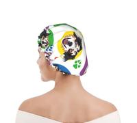 Shower Cap For Women UK & Men Reusable Waterproof with Elastic Band Printed Colorful And Playful Australian Shepherd