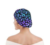Shower Cap For Women UK & Men Reusable Waterproof with Elastic Band Printed Colorful Leopard Exotic Animal Print