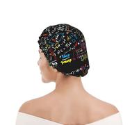 Shower Cap For Women UK & Men Reusable Waterproof with Elastic Band Printed Colorful Math Formula Print
