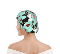 Shower Cap For Women UK & Men Reusable Waterproof with Elastic Band Printed Corgi Tri Colored Dogs Dog