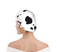 Shower Cap For Women UK & Men Reusable Waterproof with Elastic Band Printed Cow Skin Dalmatians Dog Spots Animal Animals Dalmatian