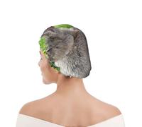 Shower Cap For Women UK & Men Reusable Waterproof with Elastic Band Printed Cute Grey Hare Rabbit
