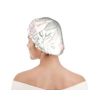 Shower Cap For Women UK & Men Reusable Waterproof with Elastic Band Printed Dragonfly Shabby Chic Roses Worn Old Vintage Floral