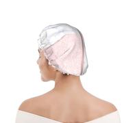 Shower Cap For Women UK & Men Reusable Waterproof with Elastic Band Printed Elegant Girly Rose Gold Glitter & White Marble