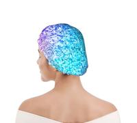Shower Cap For Women UK & Men Reusable Waterproof with Elastic Band Printed Glitter Sequin Spot