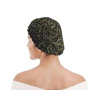 Shower Cap For Women UK & Men Reusable Waterproof with Elastic Band Printed Gold Glitter Pattern Esp10 Abstract
